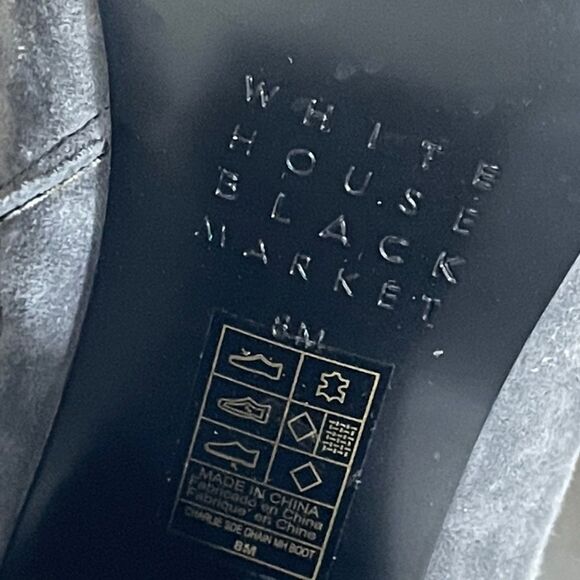 White House Black Market Charlie Grey Suede Western Boot Sz 8 Chic Chunky Heel - Picture 8 of 8